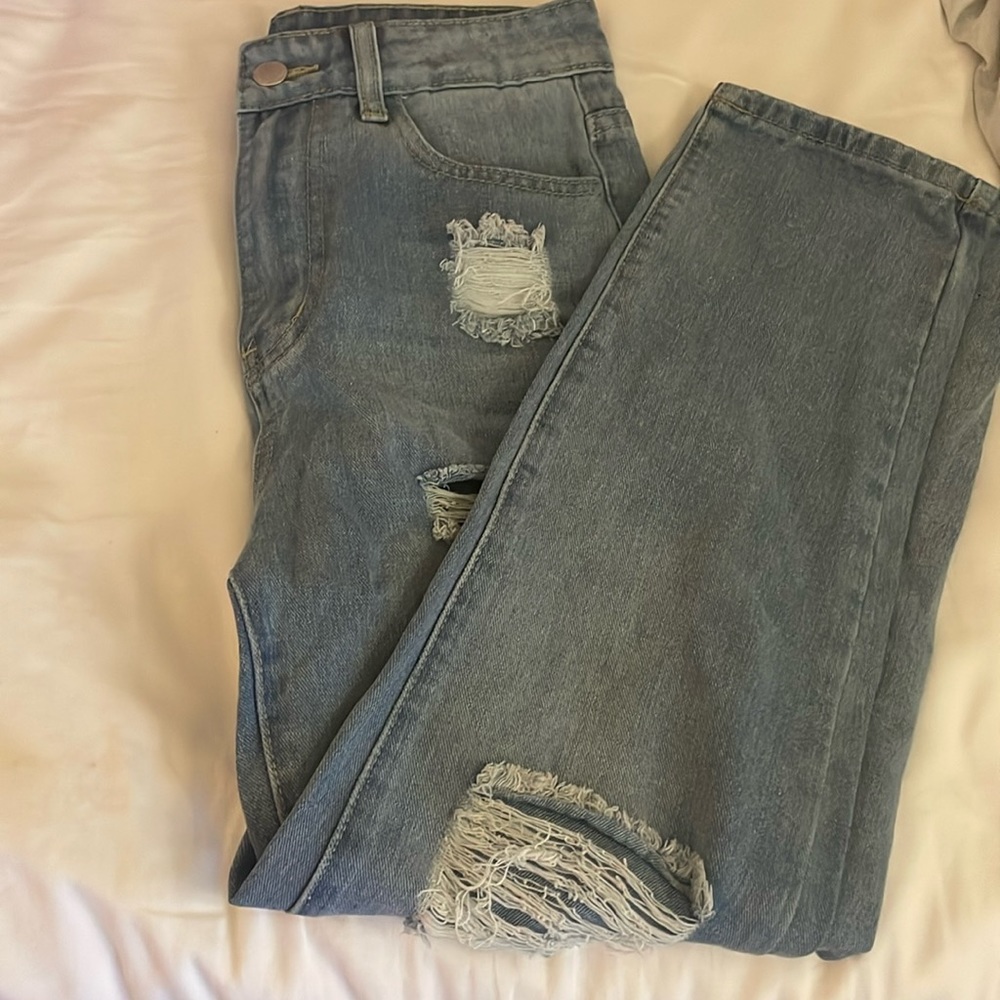 Blue ripped jeans